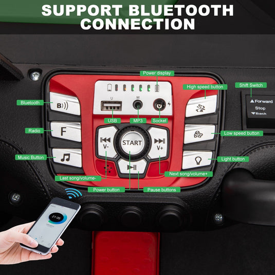 24V Kids Electric 4WD Ride-On UTV Truck, 2-Seater, Green, 80W Motor