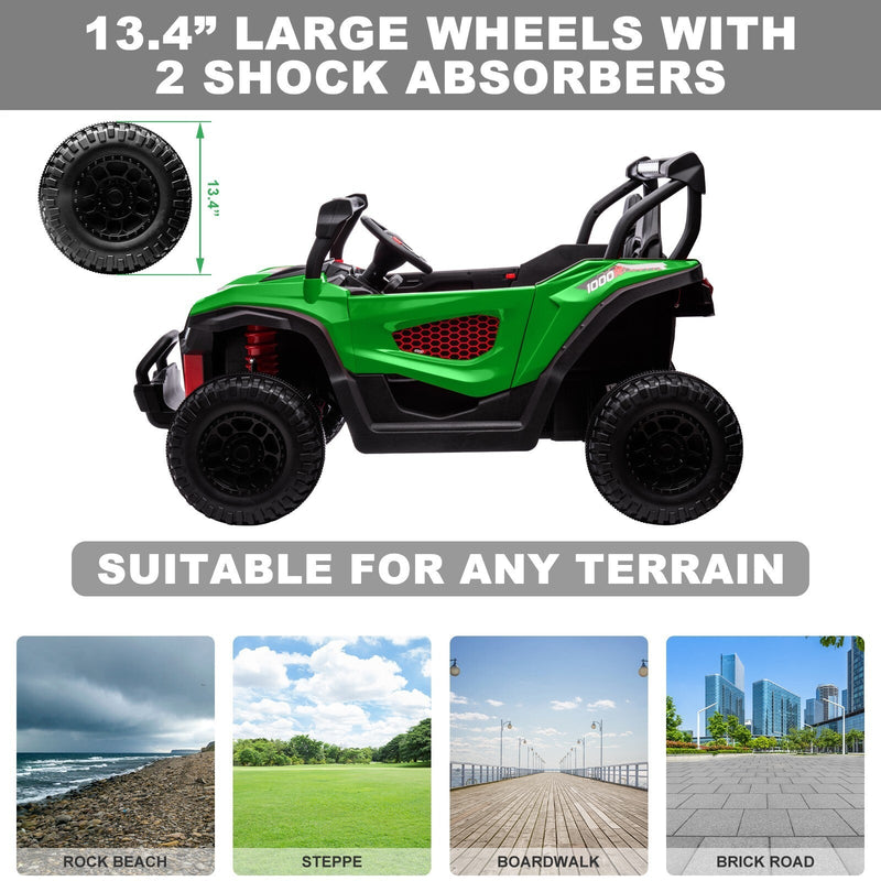 Load image into Gallery viewer, 24V Kids Electric 4WD Ride-On UTV Truck, 2-Seater, Green, 80W Motor
