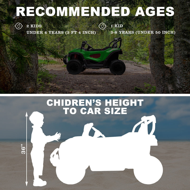 Load image into Gallery viewer, 24V Kids Electric 4WD Ride-On UTV Truck, 2-Seater, Green, 80W Motor
