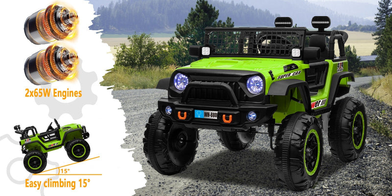 Load image into Gallery viewer, 12V Electric 4-Wheel Kids Ride-On Truck with Remote Control and 2 Seats, Green
