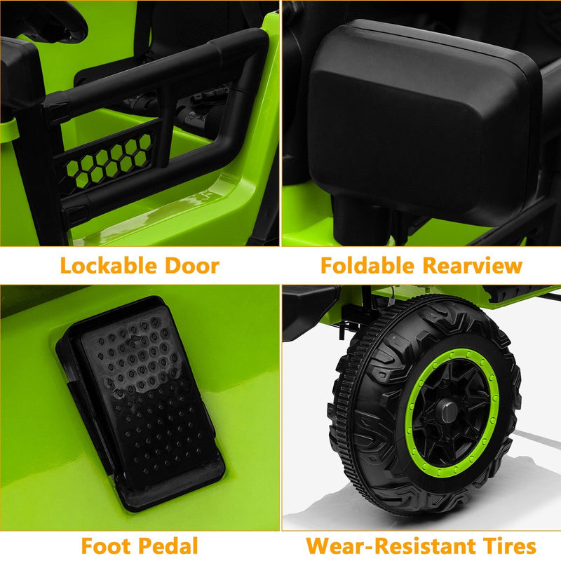 Load image into Gallery viewer, 12V Electric 4-Wheel Kids Ride-On Truck with Remote Control and 2 Seats, Green
