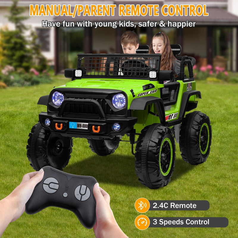 Load image into Gallery viewer, 12V Electric 4-Wheel Kids Ride-On Truck with Remote Control and 2 Seats, Green
