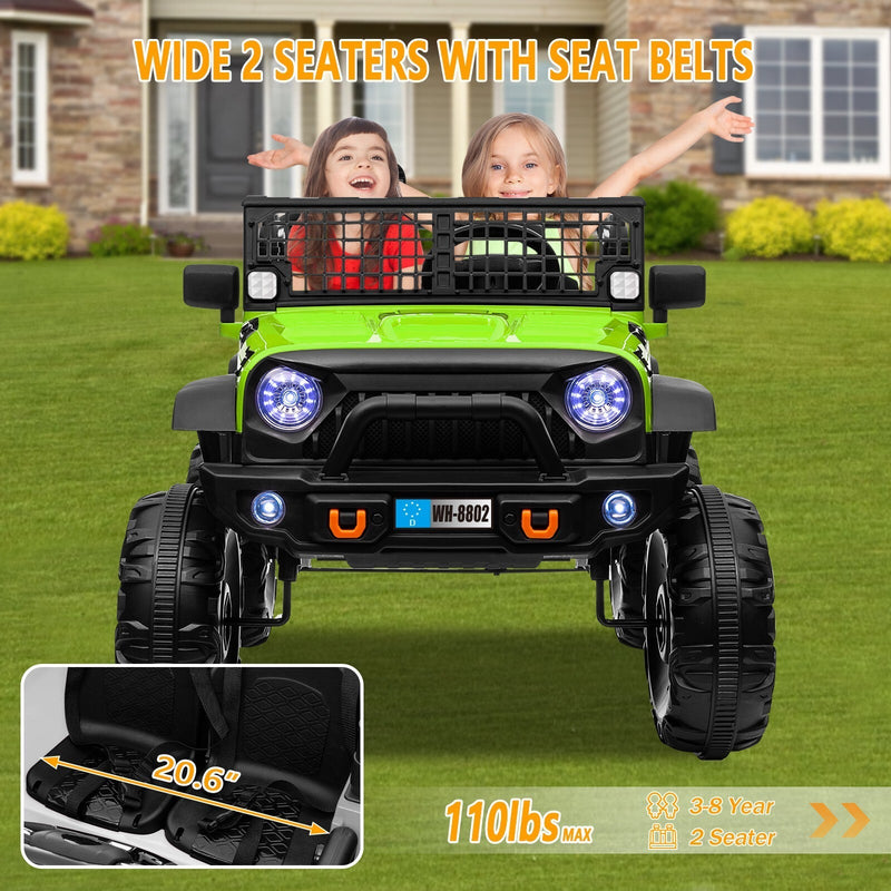 Load image into Gallery viewer, 12V Electric 4-Wheel Kids Ride-On Truck with Remote Control and 2 Seats, Green
