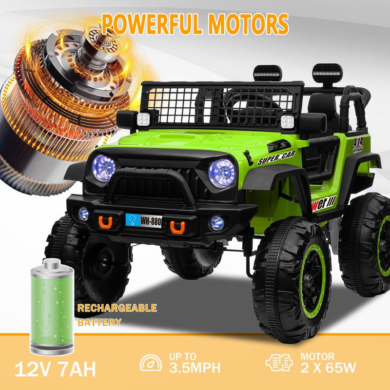 Load image into Gallery viewer, 12V Electric 4-Wheel Kids Ride-On Truck with Remote Control and 2 Seats, Green
