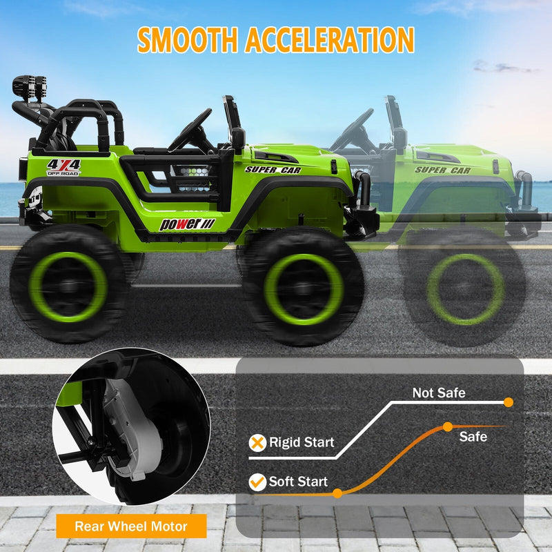 Load image into Gallery viewer, 12V Electric 4-Wheel Kids Ride-On Truck with Remote Control and 2 Seats, Green
