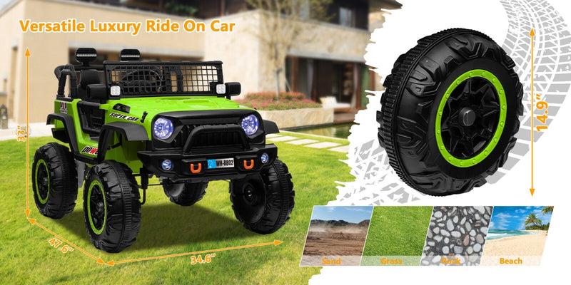Load image into Gallery viewer, 12V Electric 4-Wheel Kids Ride-On Truck with Remote Control and 2 Seats, Green
