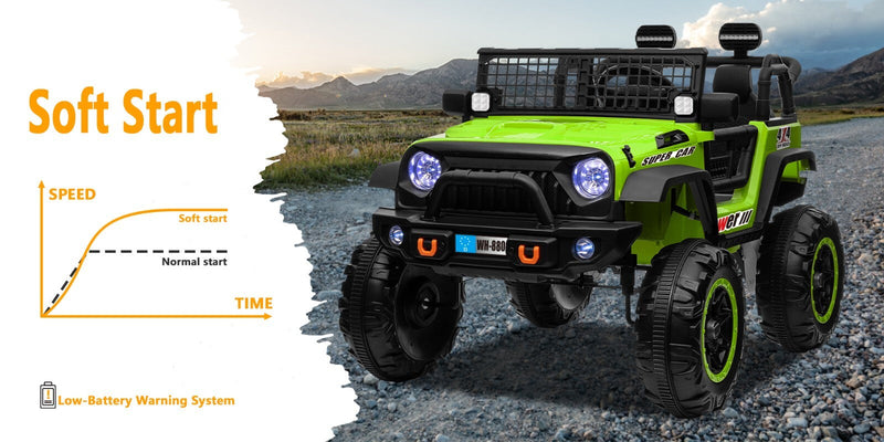 Load image into Gallery viewer, 12V Electric 4-Wheel Kids Ride-On Truck with Remote Control and 2 Seats, Green
