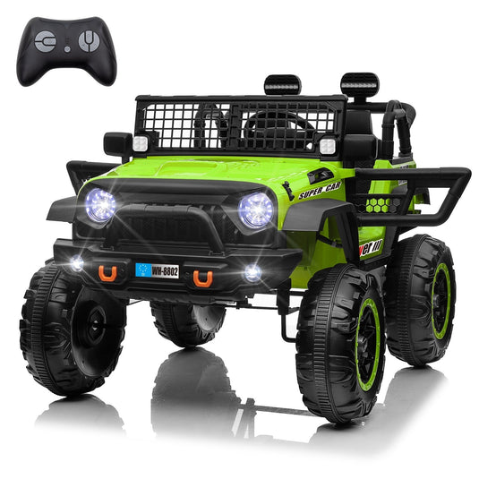12V Electric 4-Wheel Kids Ride-On Truck with Remote Control and 2 Seats, Green