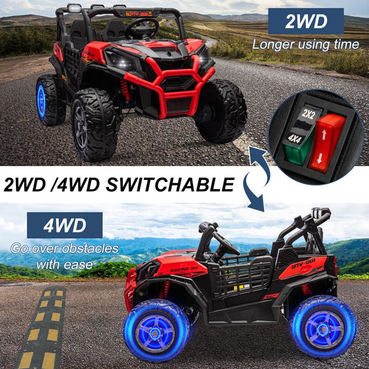 Kids Electric Ride-On UTV Truck 24V with 4WD/2WD and Remote Control Power Wheels