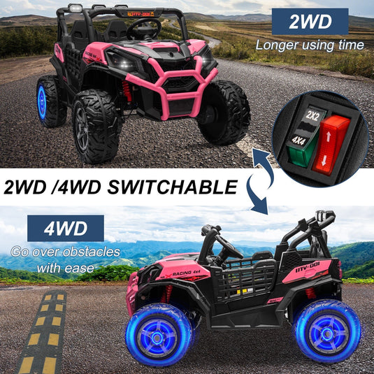 Kids Electric Ride-On UTV Truck with 24V Power, 4WD/2WD and Remote Control