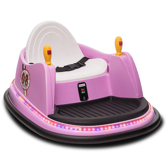12V Kids Ride-On Bumper Car with Remote Control, 360° Spin and Flashing Lights for Toddlers