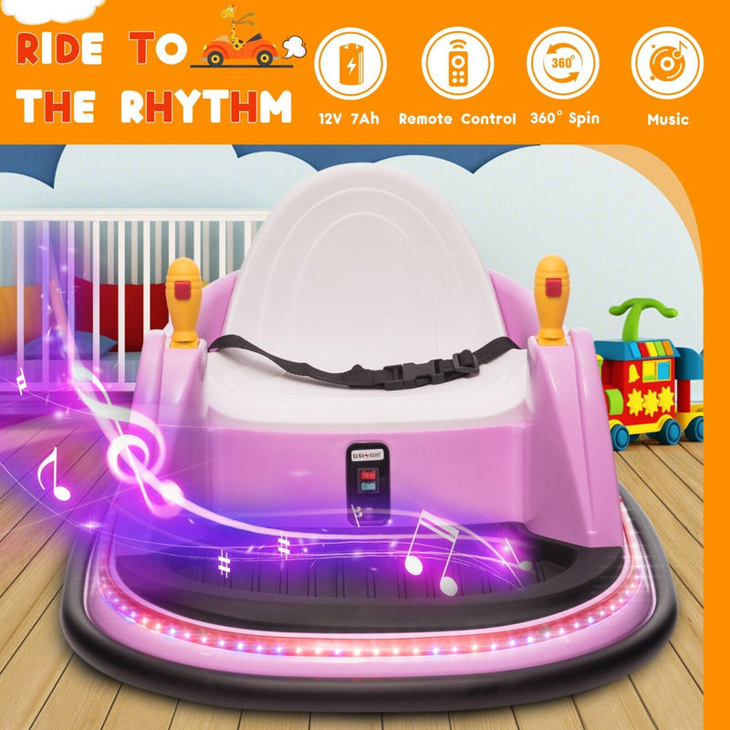 Load image into Gallery viewer, 12V Kids Ride-On Bumper Car with Remote Control, 360° Spin and Flashing Lights for Toddlers
