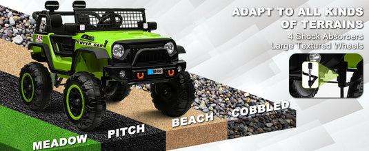 12V Electric Kids Ride-On Truck with Remote Control and 2 Seats, Green