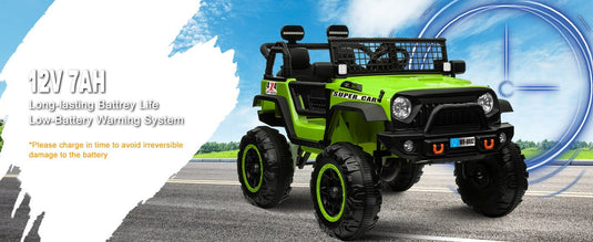 12V Electric Kids Ride-On Truck with Remote Control and 2 Seats, Green