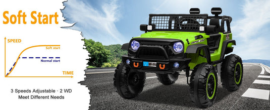 12V Electric Kids Ride-On Truck with Remote Control and 2 Seats, Green