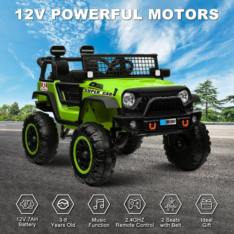 Load image into Gallery viewer, 12V Electric Kids Ride-On Truck with Remote Control and 2 Seats, Green
