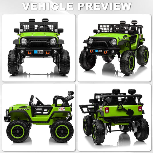 12V Electric Kids Ride-On Truck with Remote Control and 2 Seats, Green