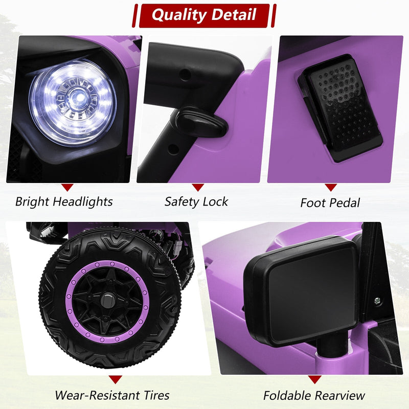 Load image into Gallery viewer, 24V Kids Electric Ride-On Truck Purple 2-Seater Switchable 4WD/2WD
