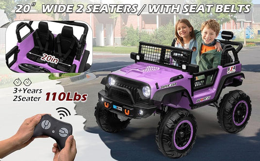 24V Kids Electric Ride-On Truck with Switchable 4WD/2WD and 2 Seater
