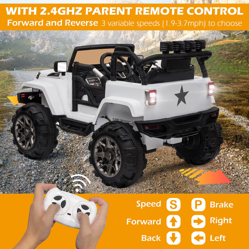 Load image into Gallery viewer, 12V Kids Ride-On Jeep Truck Car with Remote Control and 3 Speed Settings
