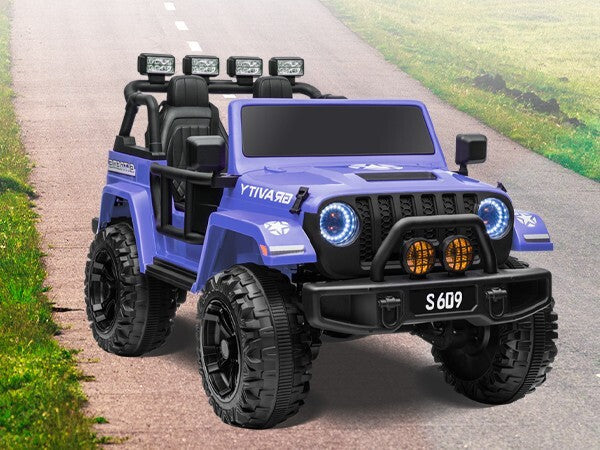 Load image into Gallery viewer, 12V Electric Ride-On Jeep Truck for Kids with 2 Seats, 3 Speeds, and Remote Control, Blue
