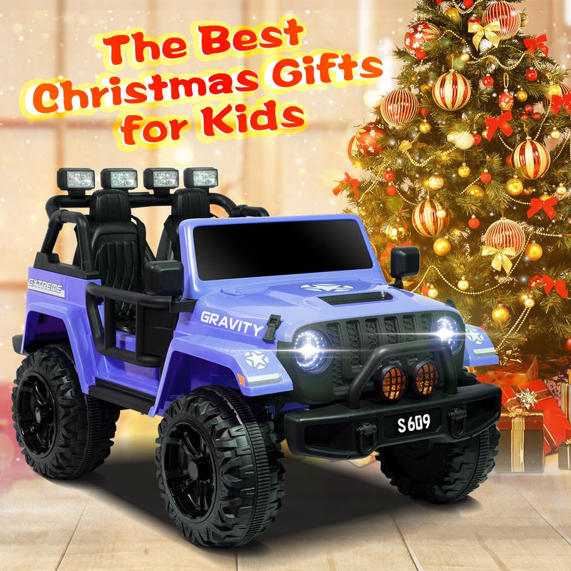 Load image into Gallery viewer, 12V Electric Ride-On Jeep Truck for Kids with 2 Seats, 3 Speeds, and Remote Control, Blue
