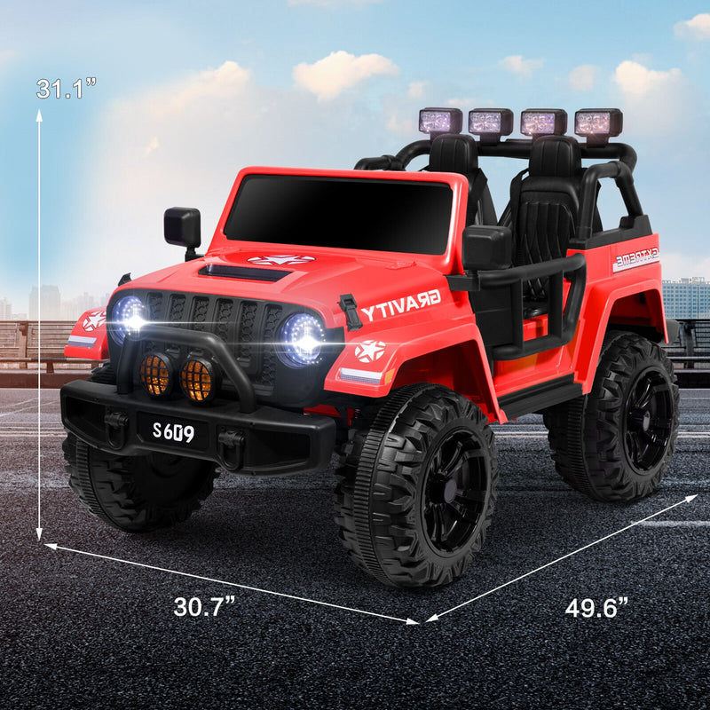 Load image into Gallery viewer, 12V Electric Ride-On Jeep Truck for Kids, 2-Seater with 3 Speeds and Remote Control
