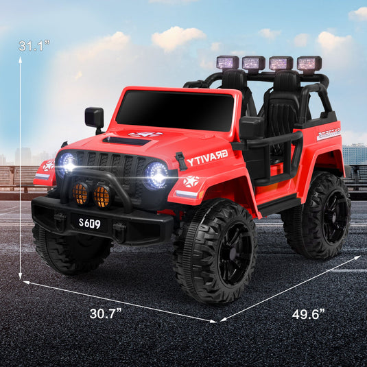 12V Electric Ride-On Jeep Truck for Kids, 2-Seater with 3 Speeds and Remote Control