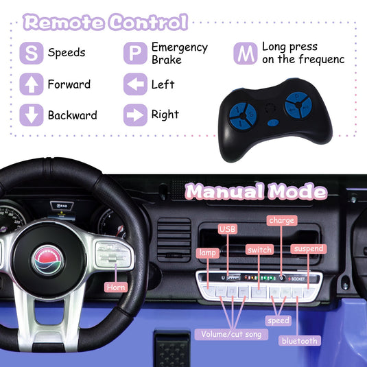 12V Electric Ride-On Jeep Truck for Kids, 2-Seater with 3 Speeds and Remote Control