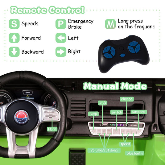 12V Electric Ride-On Jeep Truck for Kids, 2-Seater with 3 Speeds and Remote Control