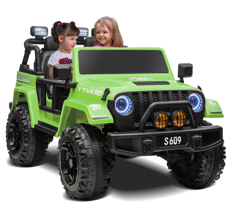 Load image into Gallery viewer, 12V Electric Ride-On Jeep Truck for Kids, 2-Seater with 3 Speeds and Remote Control
