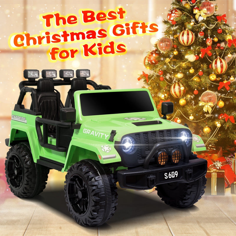 Load image into Gallery viewer, 12V Electric Ride-On Jeep Truck for Kids 2-Seater with 3 Speeds Green
