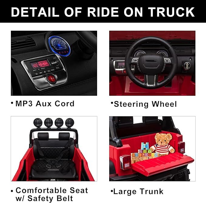 Load image into Gallery viewer, 12V Electric Ride-On Pickup Truck for Kids with 3 Speeds and Remote Control
