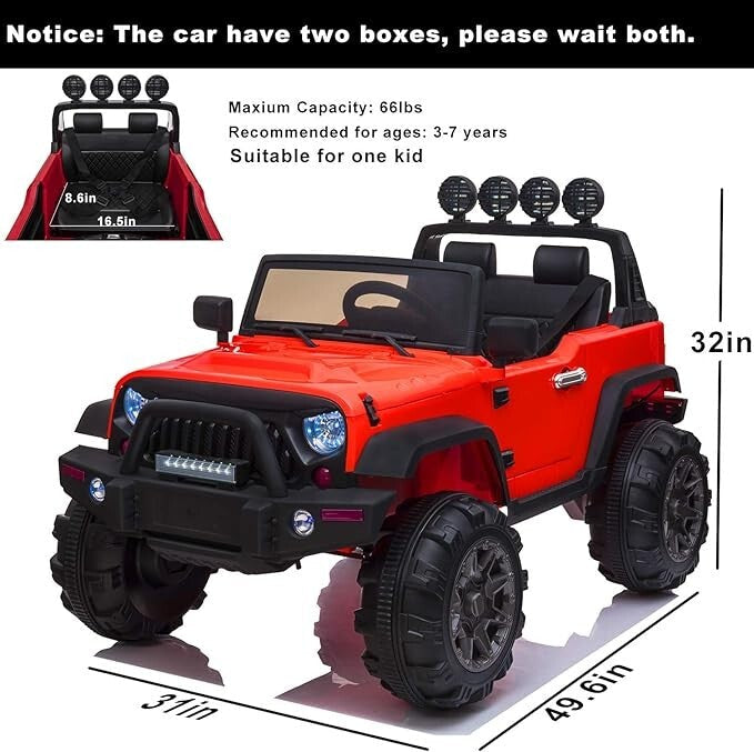 Load image into Gallery viewer, 12V Electric Ride-On Kids Pickup Truck with 3 Speeds and Remote Control - Red
