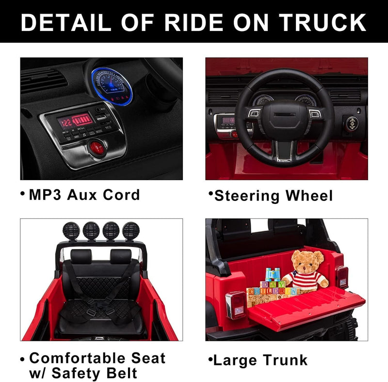 Load image into Gallery viewer, 12V Electric Ride-On Kids Pickup Truck with 3 Speeds and Remote Control - Red
